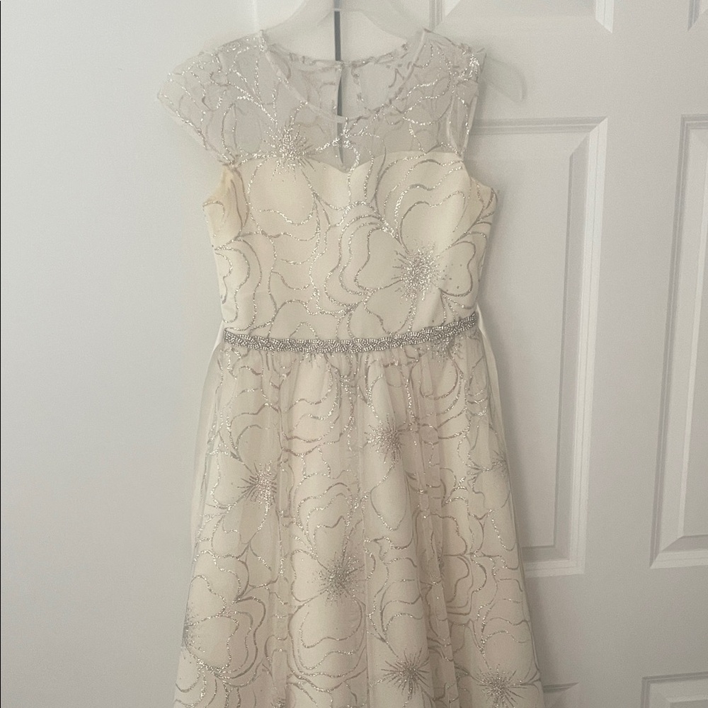 Rare Editions Cream Dress with Silver Details